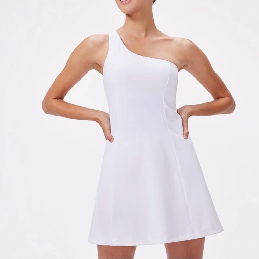 Outdoor Voices White One-Shoulder Athletic Dress